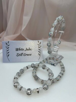 Wisdom Wired™ Chapter 10 Bracelet – White Jade – "Still Grace" Collection