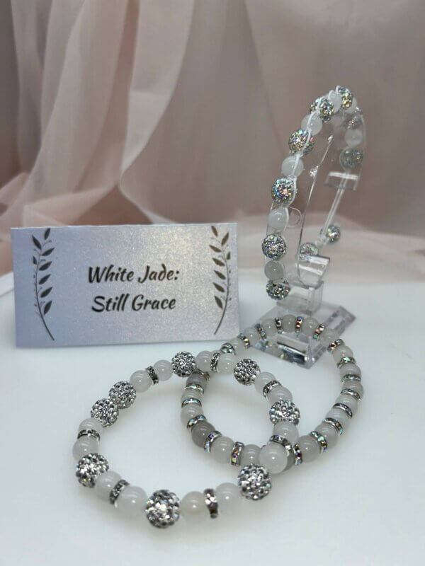 Wisdom Wired™ Chapter 10 Bracelet – White Jade – "Still Grace" Collection