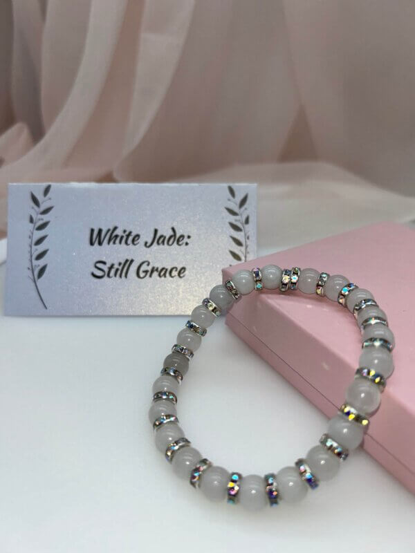Wisdom Wired™ Chapter 10 Bracelet – White Jade – "Still Grace" - Radiance Edition